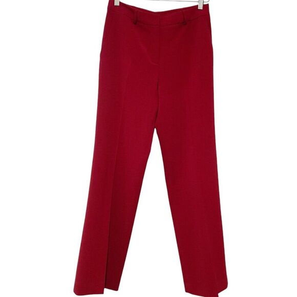 Womens Bright Red Wool Blend Straight Mid Rise Classic Pants 6 Workwear Corpcore - Picture 3 of 10